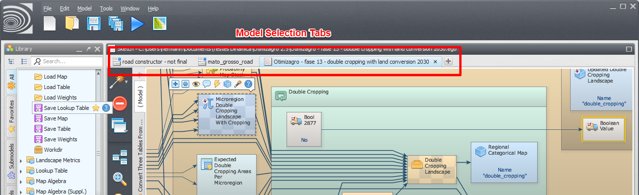 Model Selection Tabs